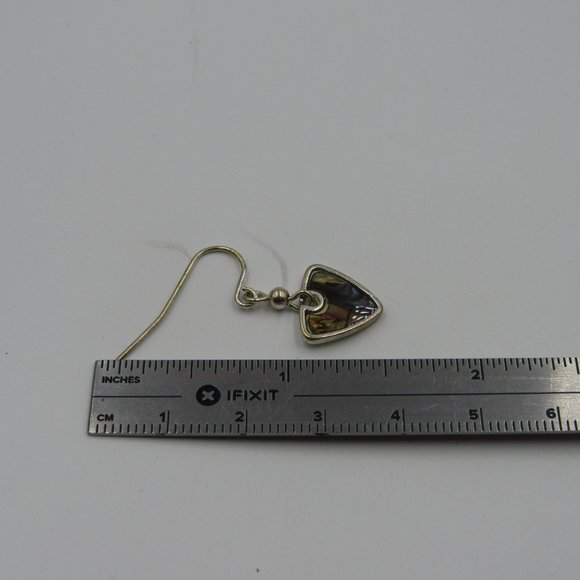 Silver Tone Tiny Abalone Shell Earrings Vintage - Picture 5 of 6